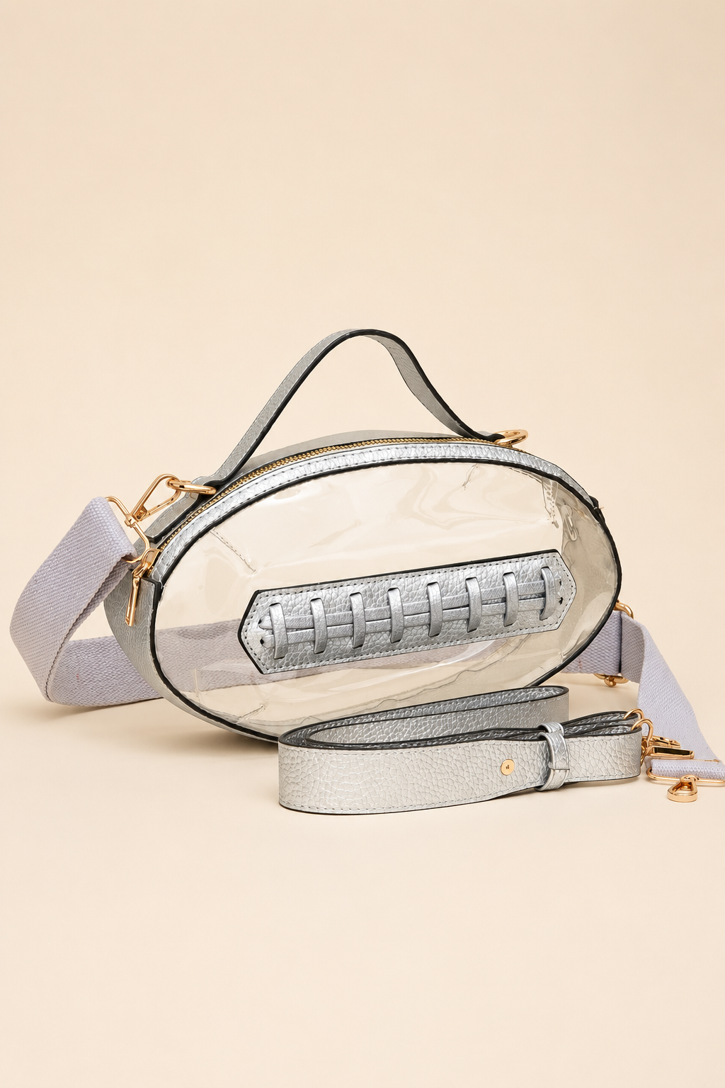 FOOTBALL CLEAR HANDBAGS PURSE Judith March SILVER