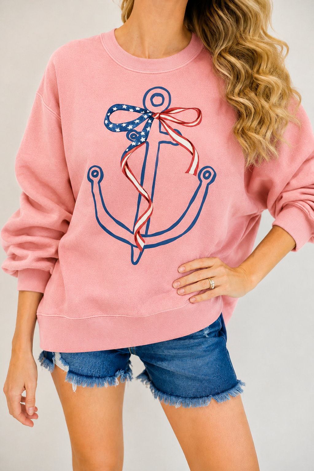 *PINK ANCHOR PULLOVER - SMALL SWEATER Judith March