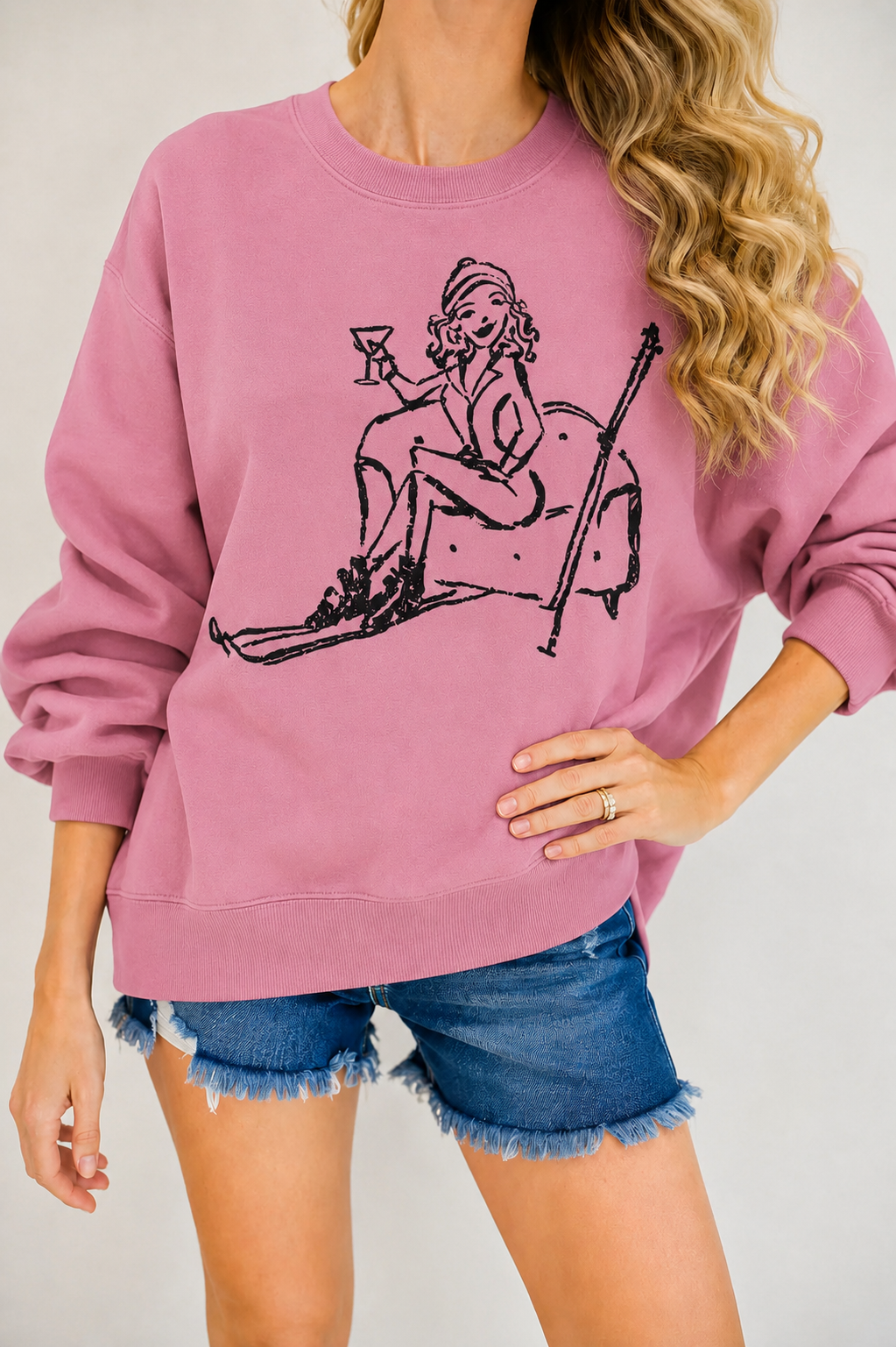 *MARTINI SKI PINK PULLOVER - LARGE SWEATER Judith March