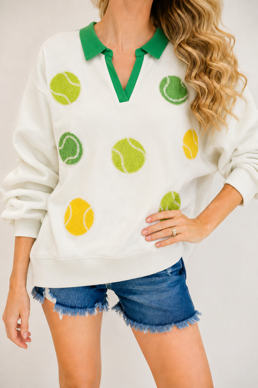 *TENNIS BALL PULLOVER - LARGE SWEATER Judith March