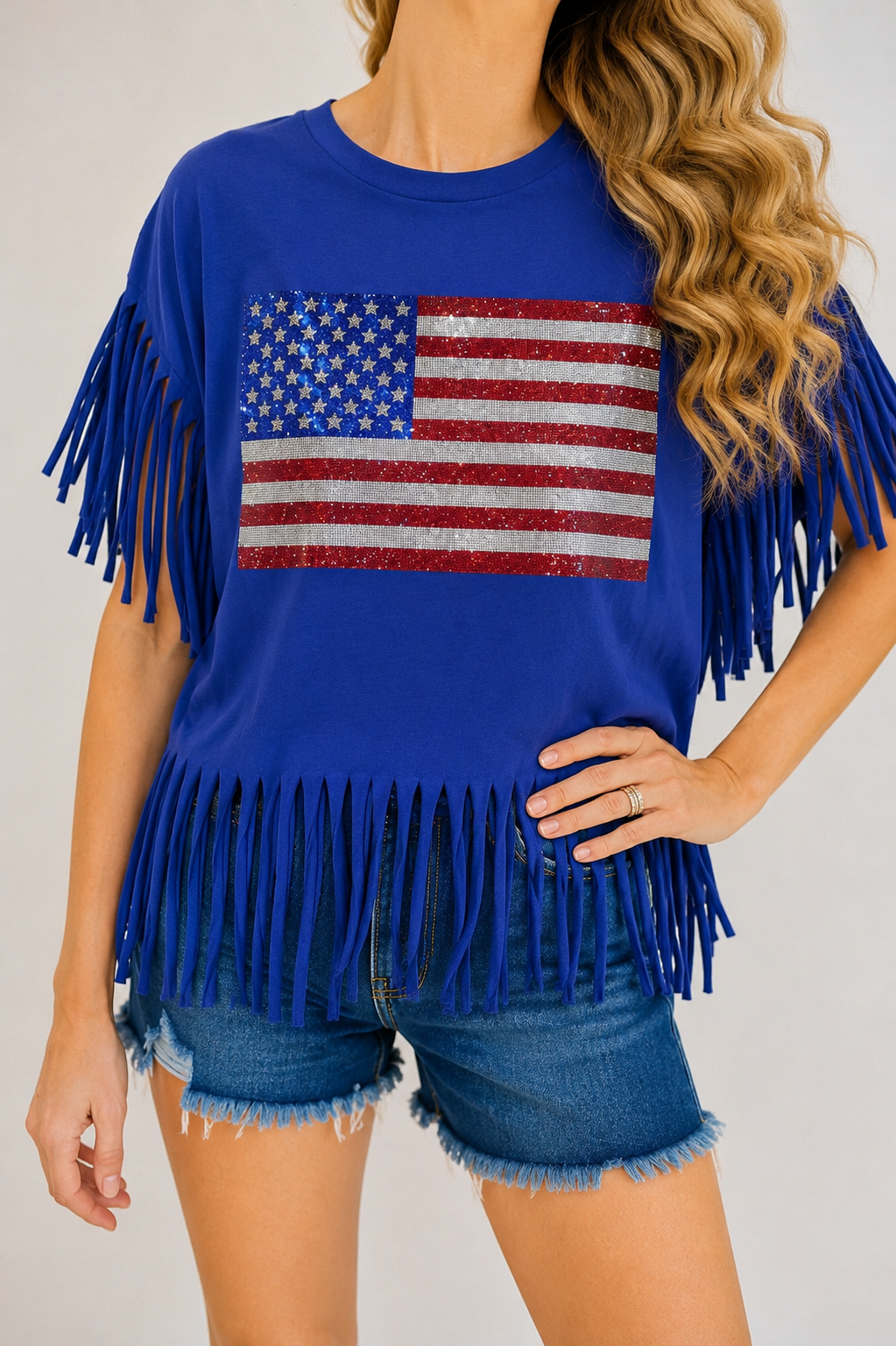 *USA FRINGE TEE - LARGE SWEATER Judith March