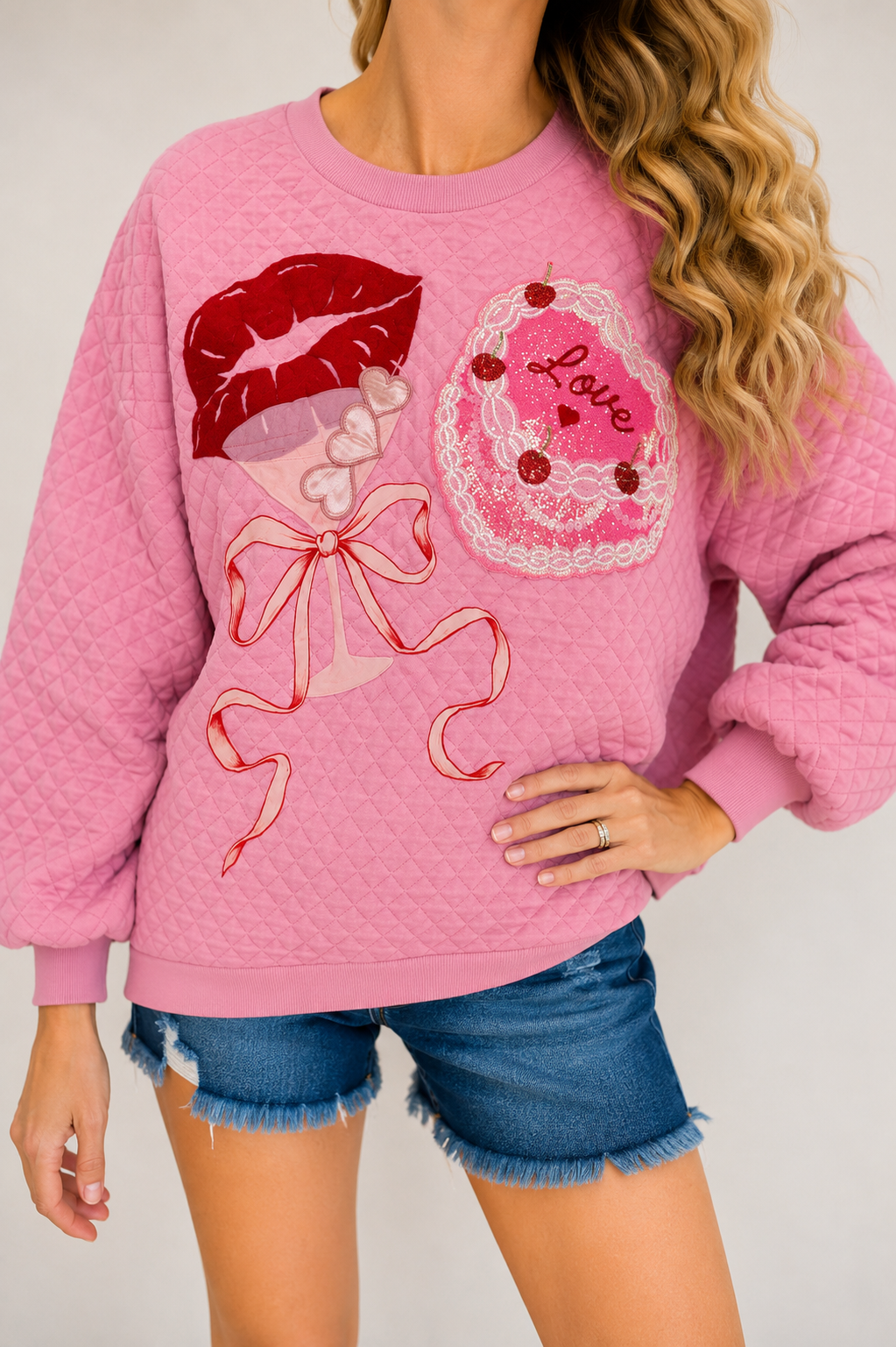 *LOVER PINK QUILTED PULLOVER - ONE SIZE