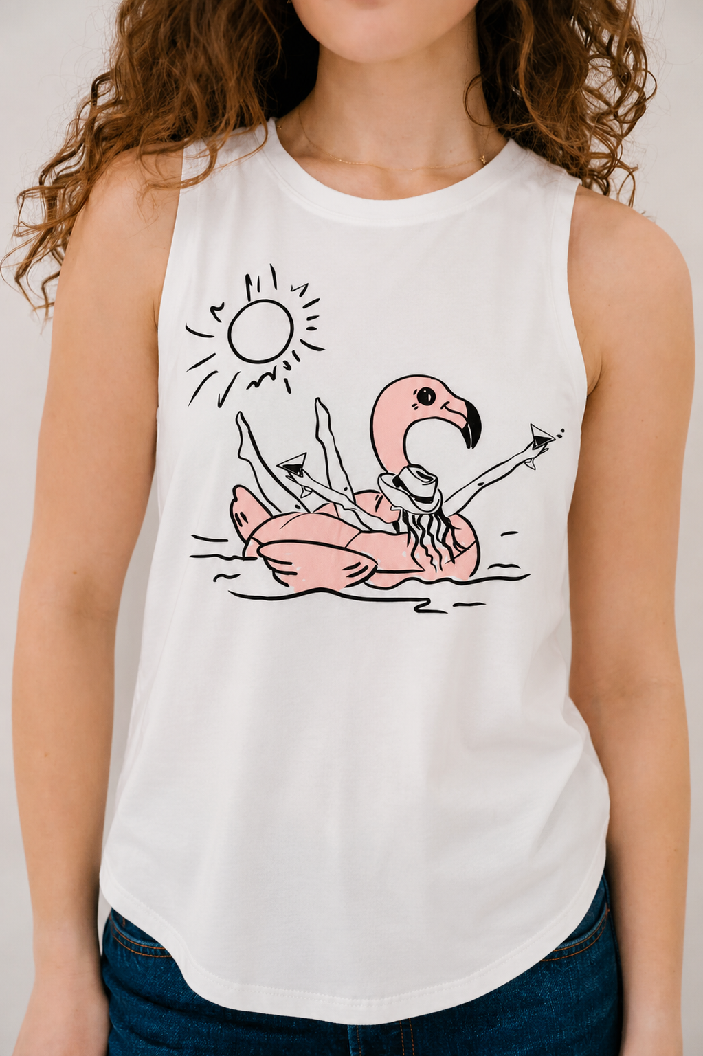 *FLAMINGO FLOAT TANK - MEDIUM SWEATER Judith March