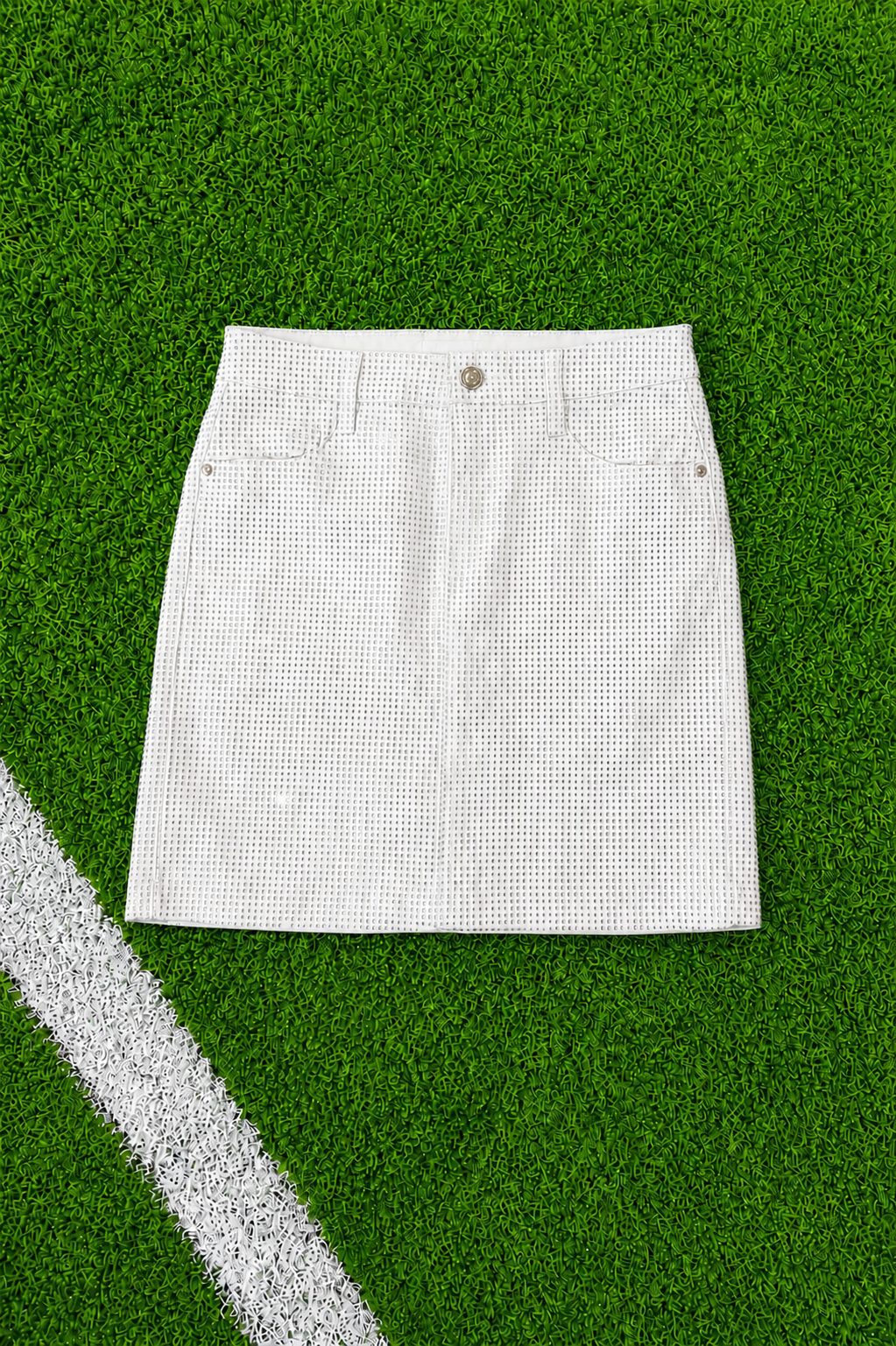 BEJEWELED WHITE DENIM SKIRT SKIRT Judith March