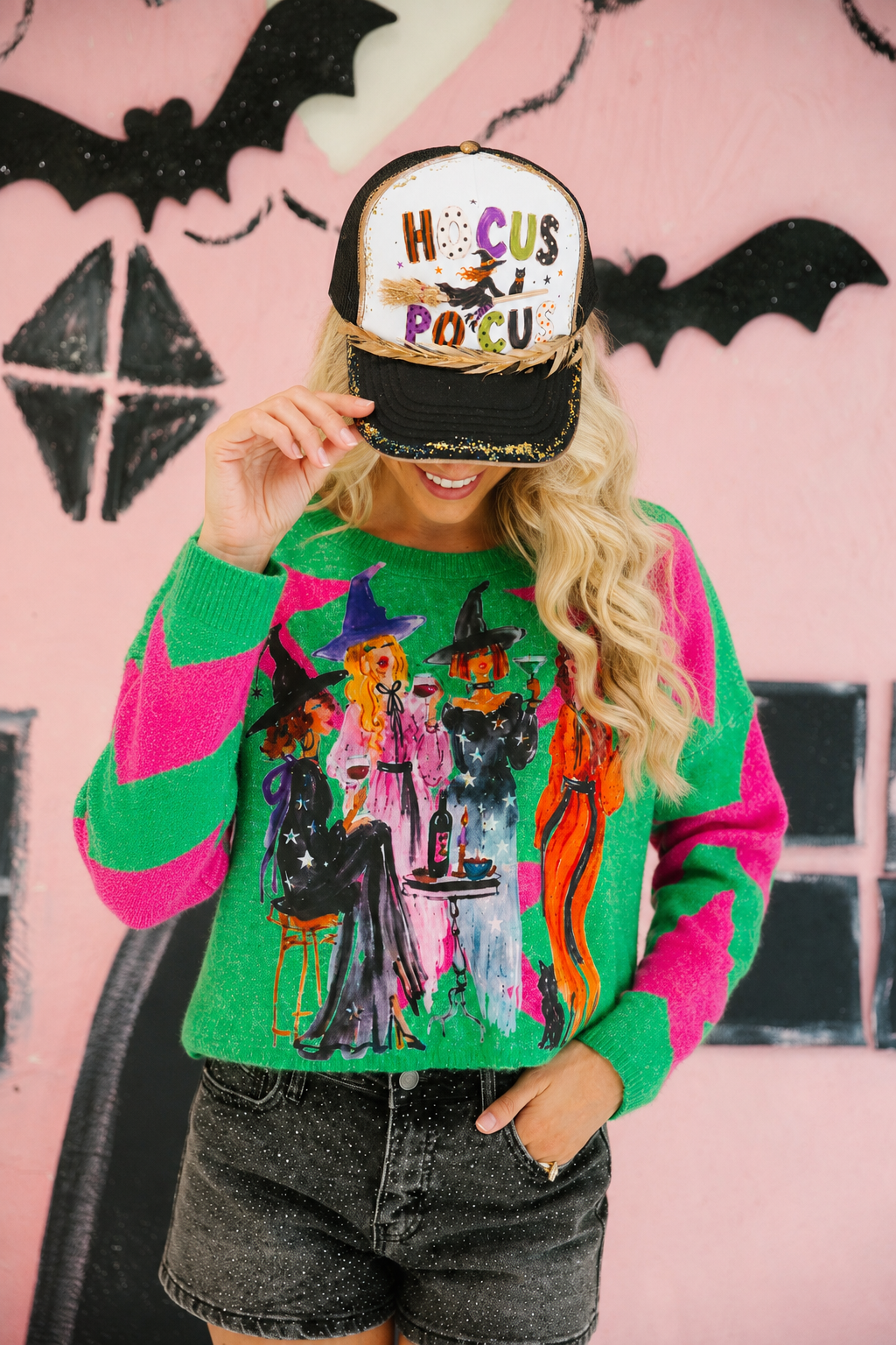 HOCUS POCUS BLACK TRUCKER HAT TRUCKER HAT Judith March