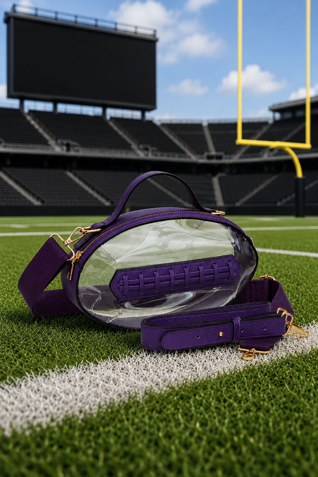 FOOTBALL CLEAR HANDBAGS PURSE Judith March PURPLE