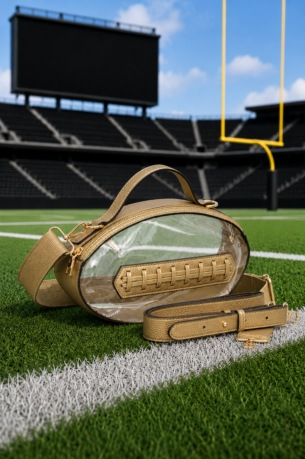 FOOTBALL CLEAR HANDBAGS PURSE Judith March GOLD
