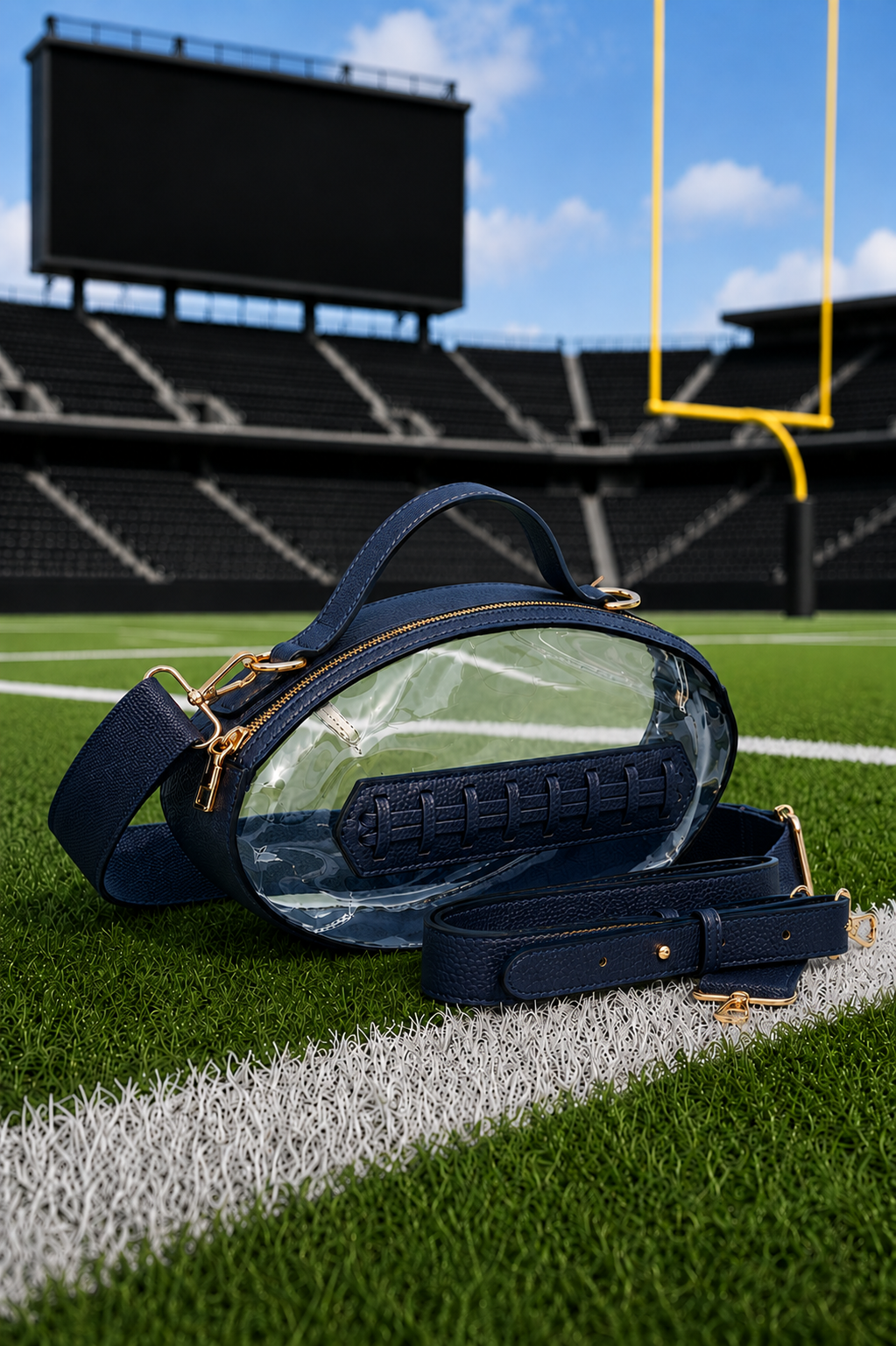 FOOTBALL CLEAR HANDBAGS PURSE Judith March NAVY