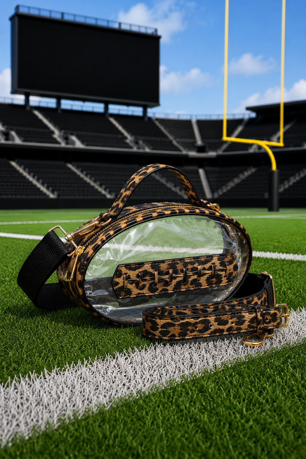 FOOTBALL CLEAR HANDBAGS PURSE Judith March LEOPARD
