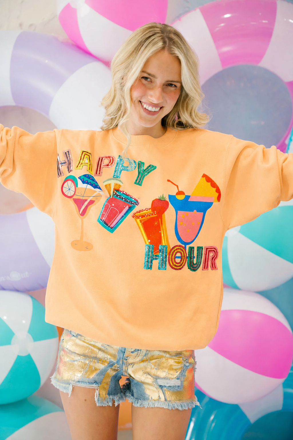 HAPPY HOUR ORANGE PULLOVER SWEATER Judith March