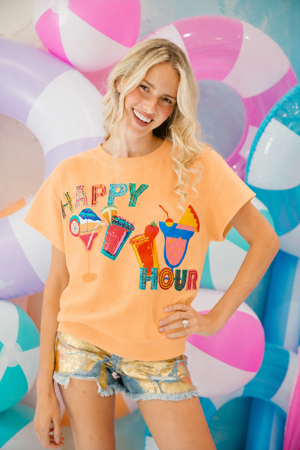 HAPPY HOUR ORANGE PULLOVER SWEATER Judith March