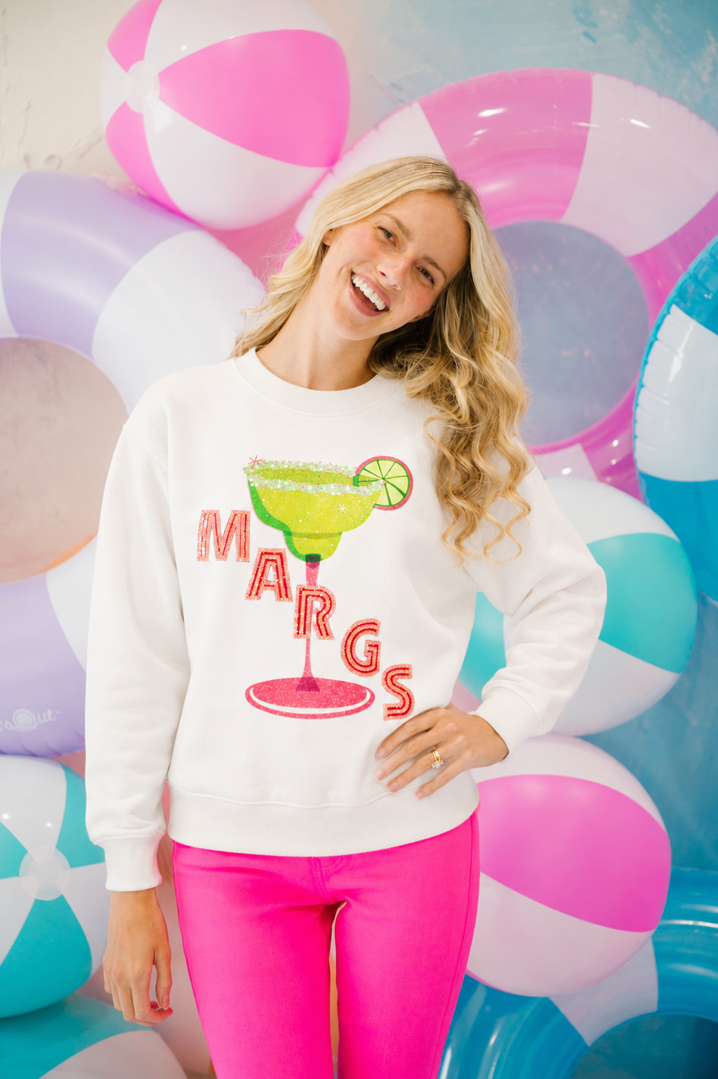 PINK SEQUIN MARGS PULLOVER SWEATER Judith March