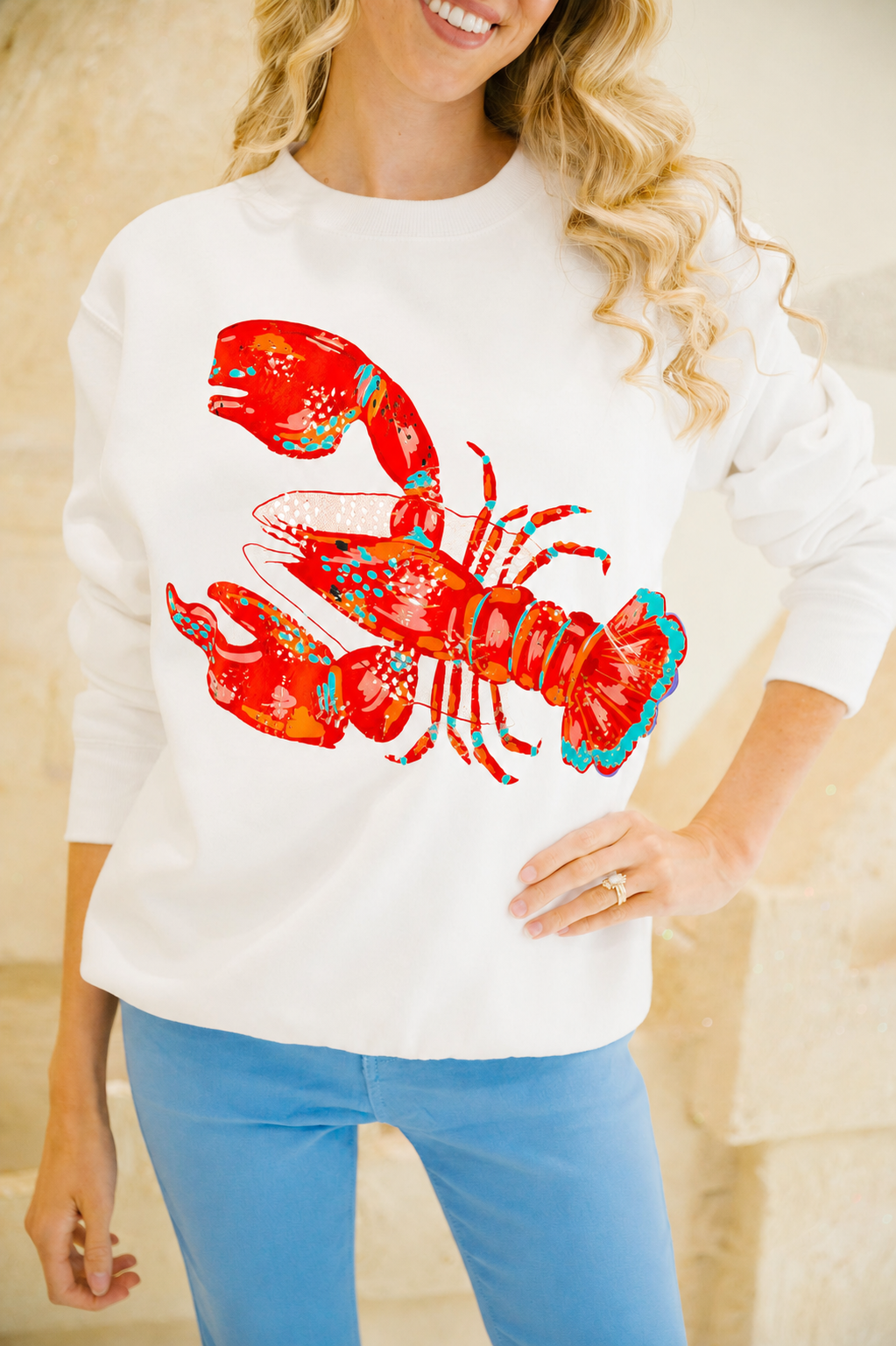 LOBSTER LOVE WHITE PULLOVER SWEATER Judith March