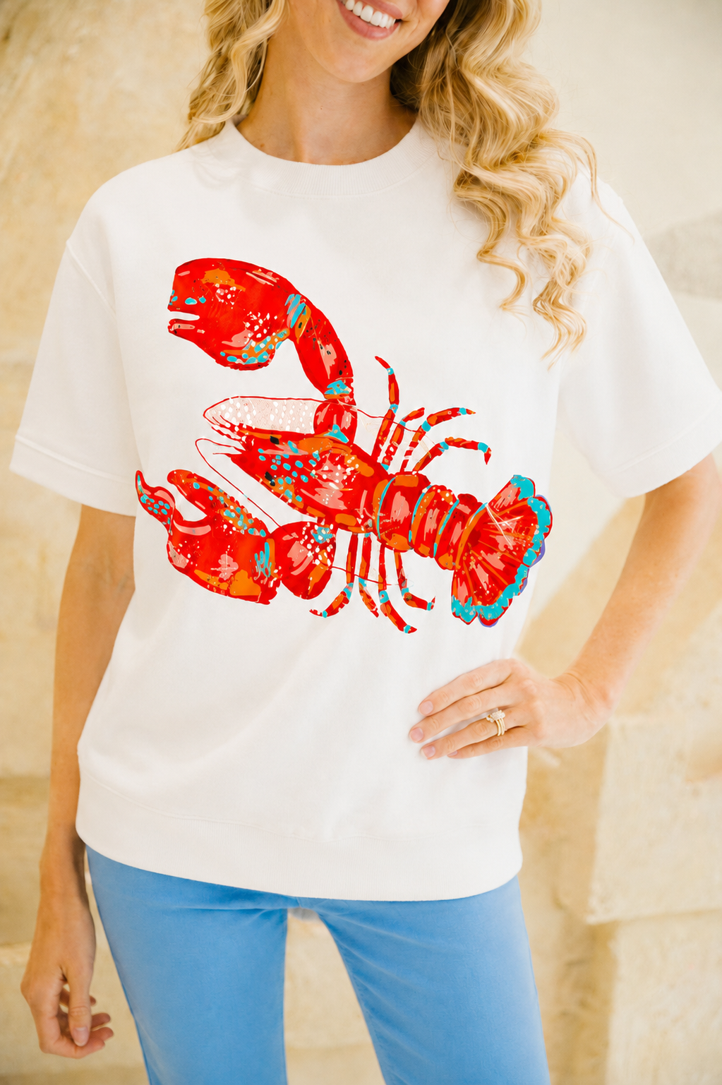 LOBSTER LOVE WHITE PULLOVER SWEATER Judith March