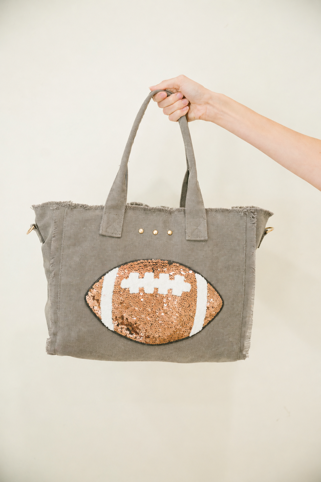 SEQUIN FOOTBALL GRAY TOTE PURSE Judith March