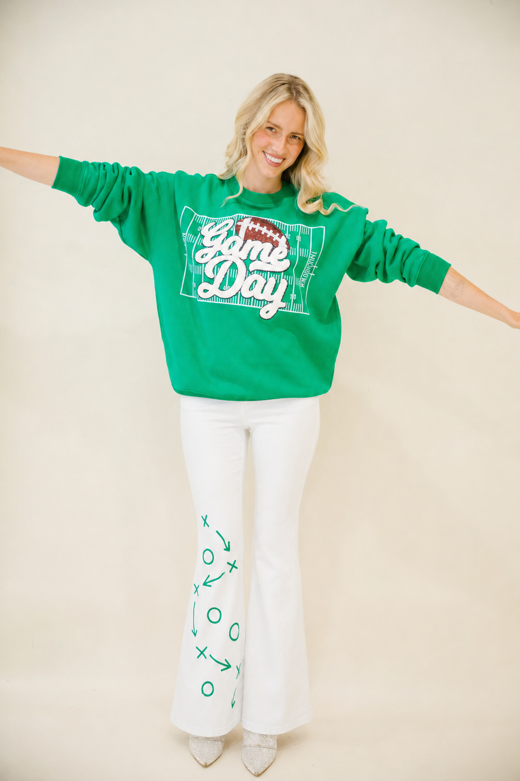 READY FOR KICKOFF GREEN PULLOVER