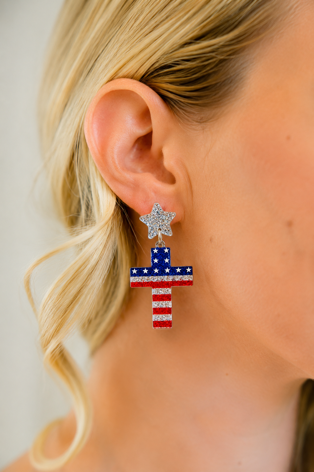 USA CROSS EARRINGS