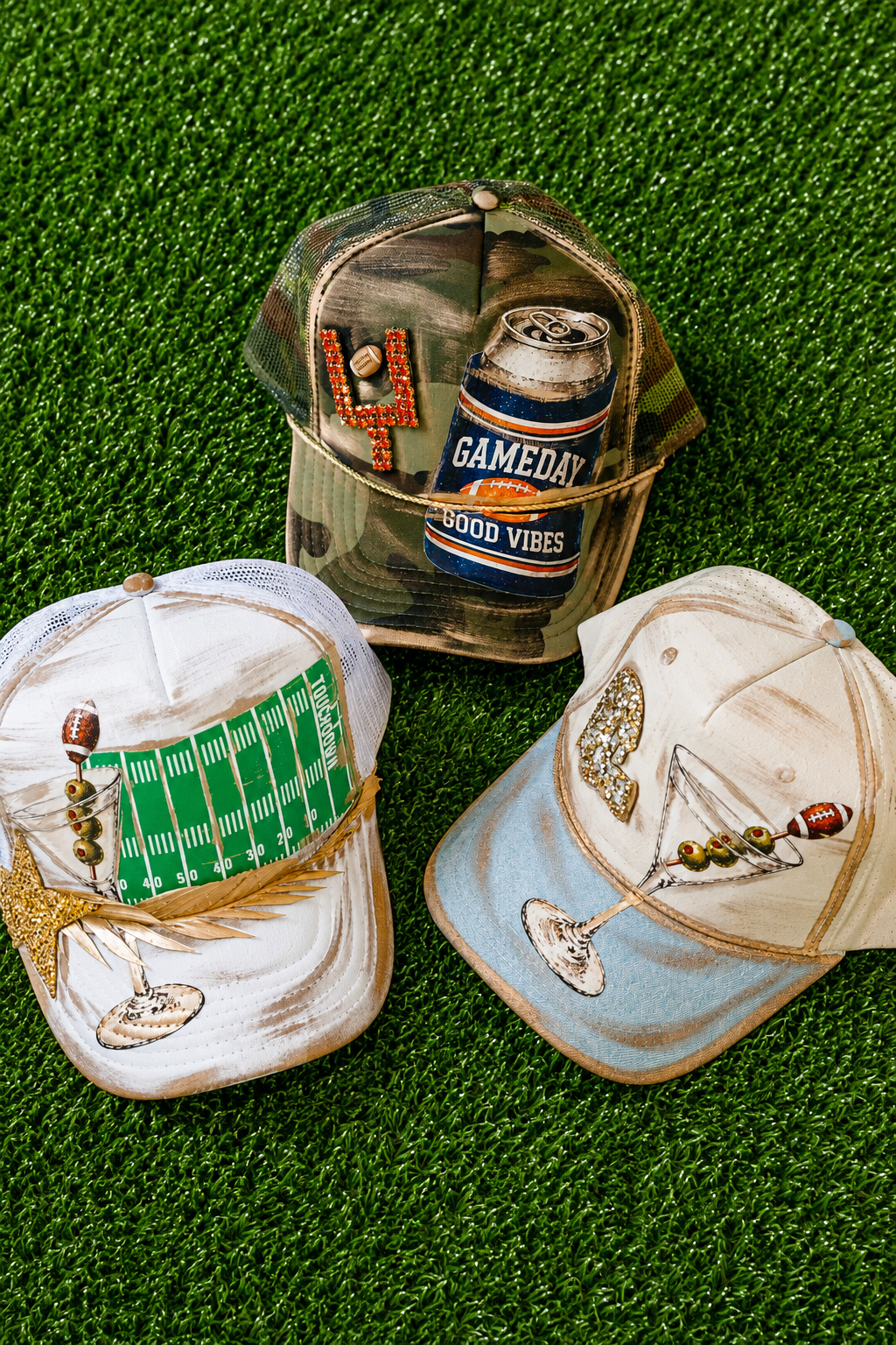 GAMEDAY GOOD VIBES CAMO TRUCKER HAT