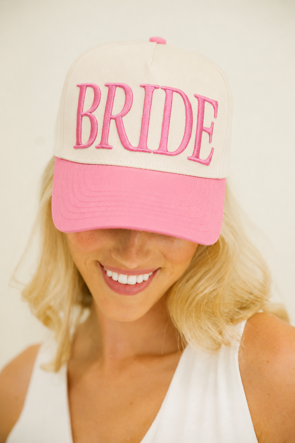 BRIDE PINK EMBROIDERED HAT