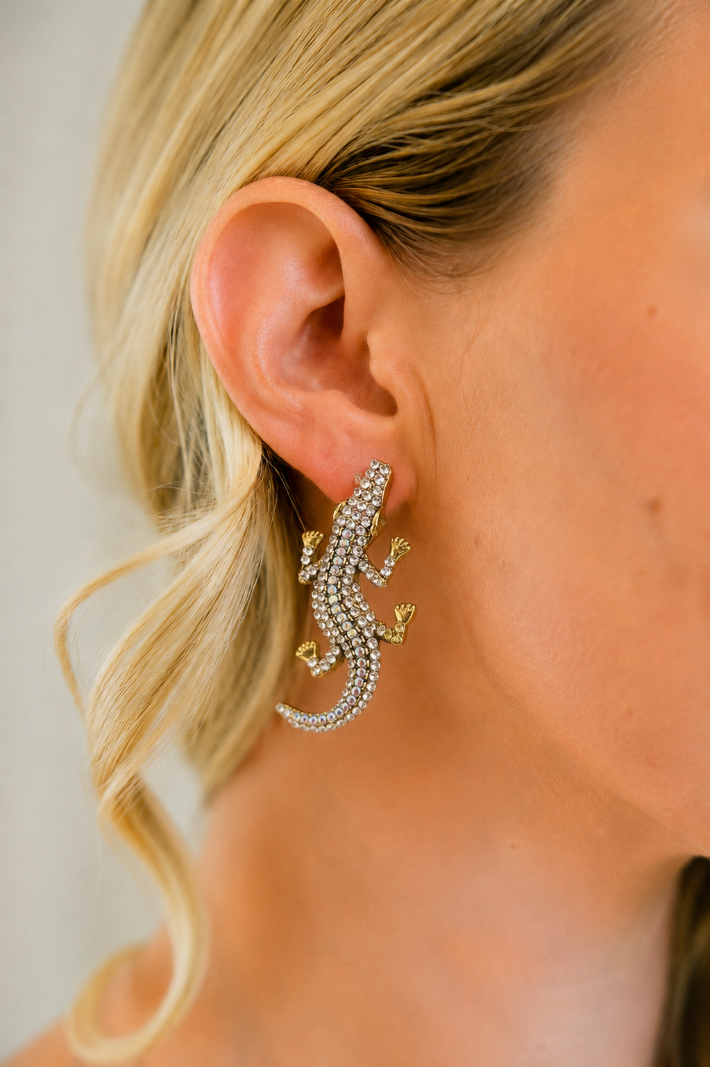 ALLIGATOR RHINESTONE EARRINGS earrings Judith March GOLD