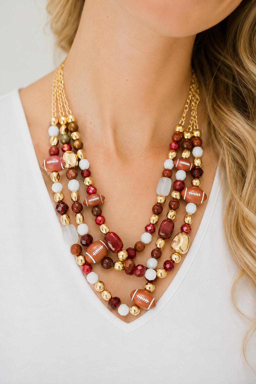 FOOTBALL MOCHA BEADED NECKLACE