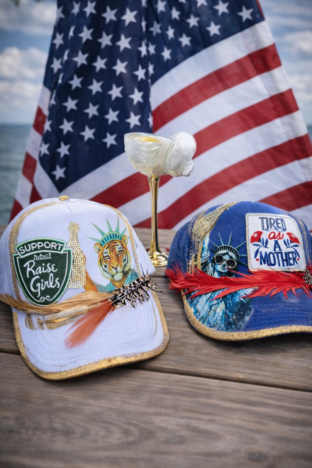 SUPPORT RETAIL TIGER WHITE TRUCKER HAT HAT Judith March