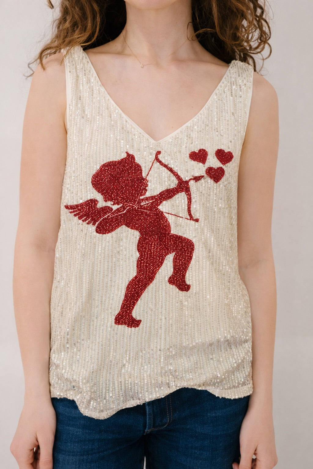 *CUPID GOLD SEQUIN TANK - MEDIUM PULLOVER Judith March