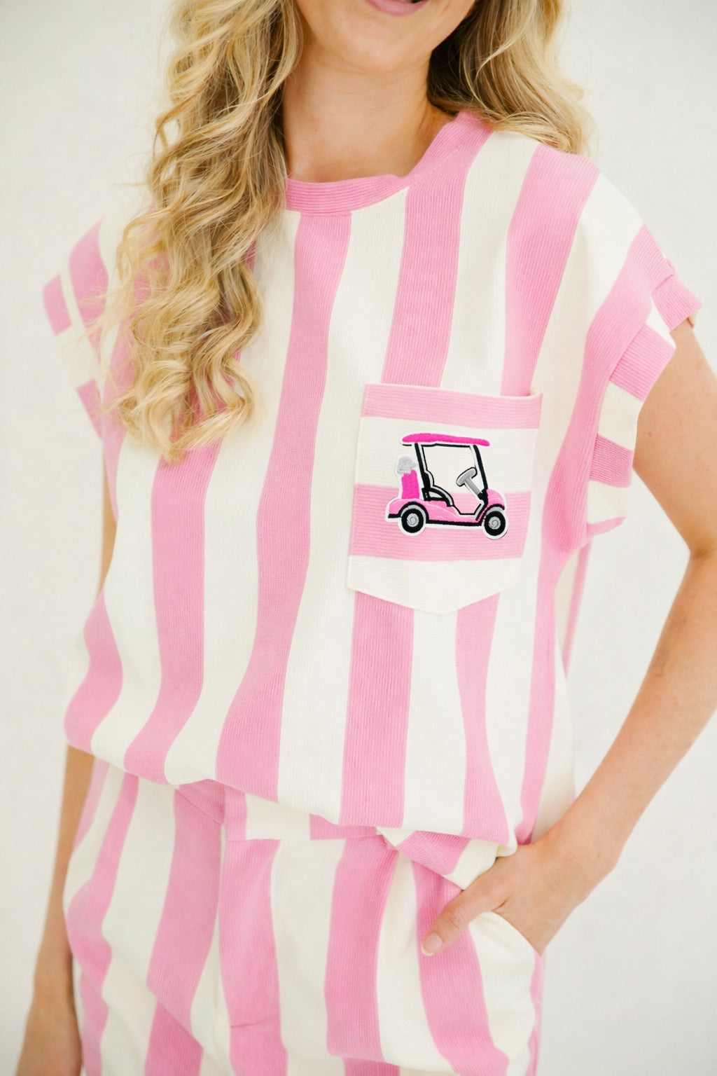 GOLF CART PINK STRIPED SET SET Judith March