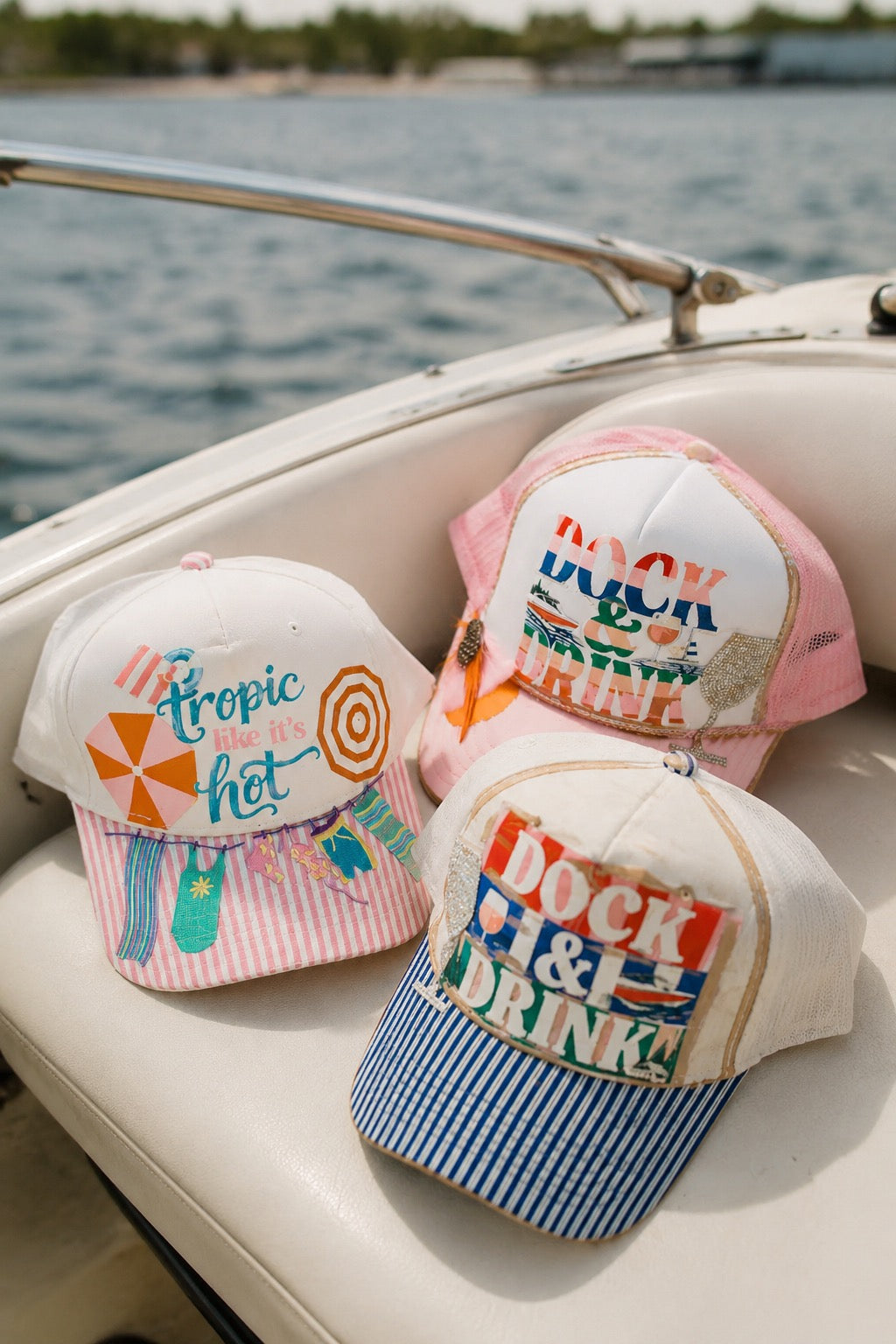 DOCK & DRINK STRIPED STRUCTURED HAT HAT Judith March