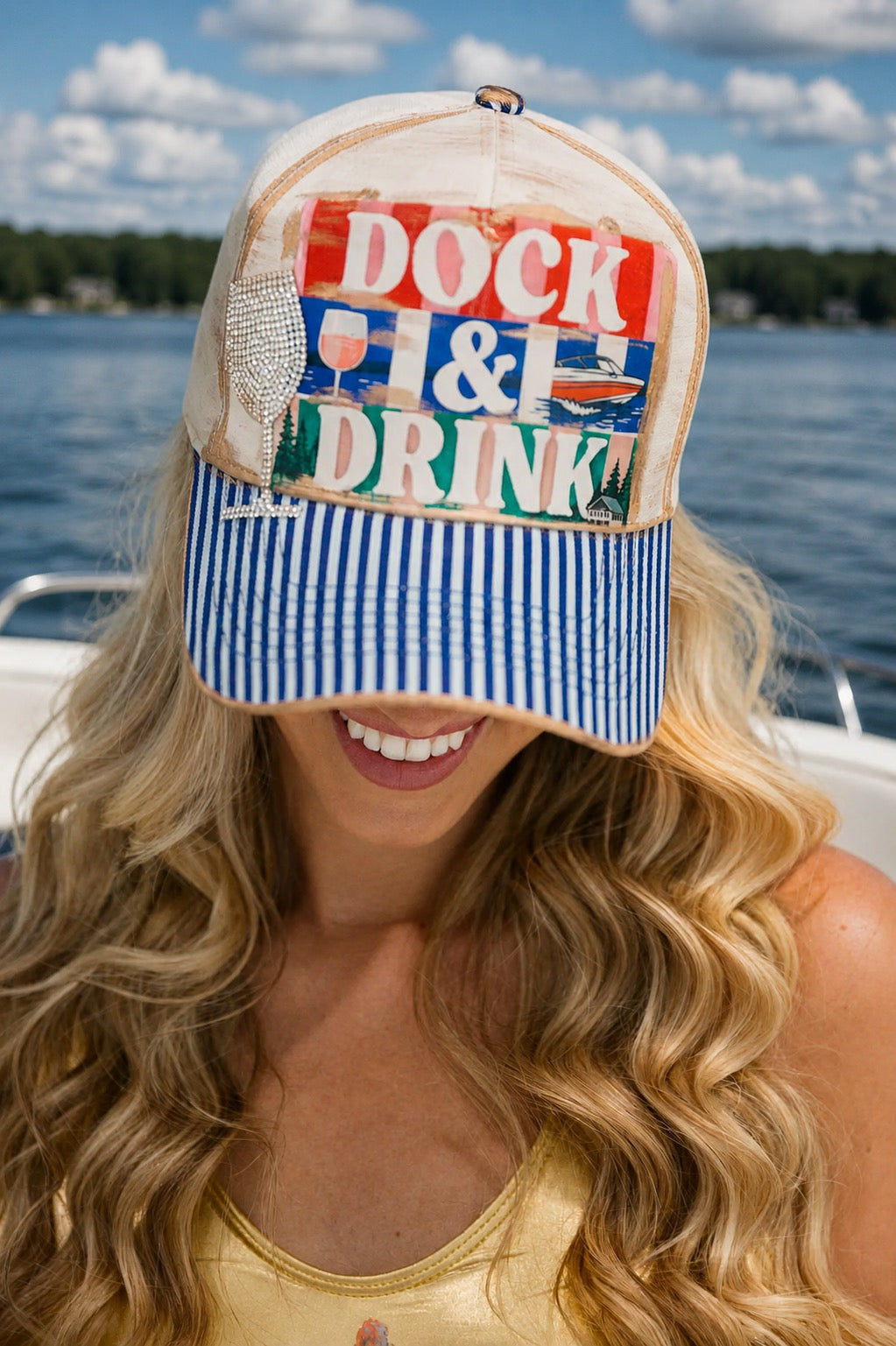 DOCK & DRINK STRIPED STRUCTURED HAT HAT Judith March