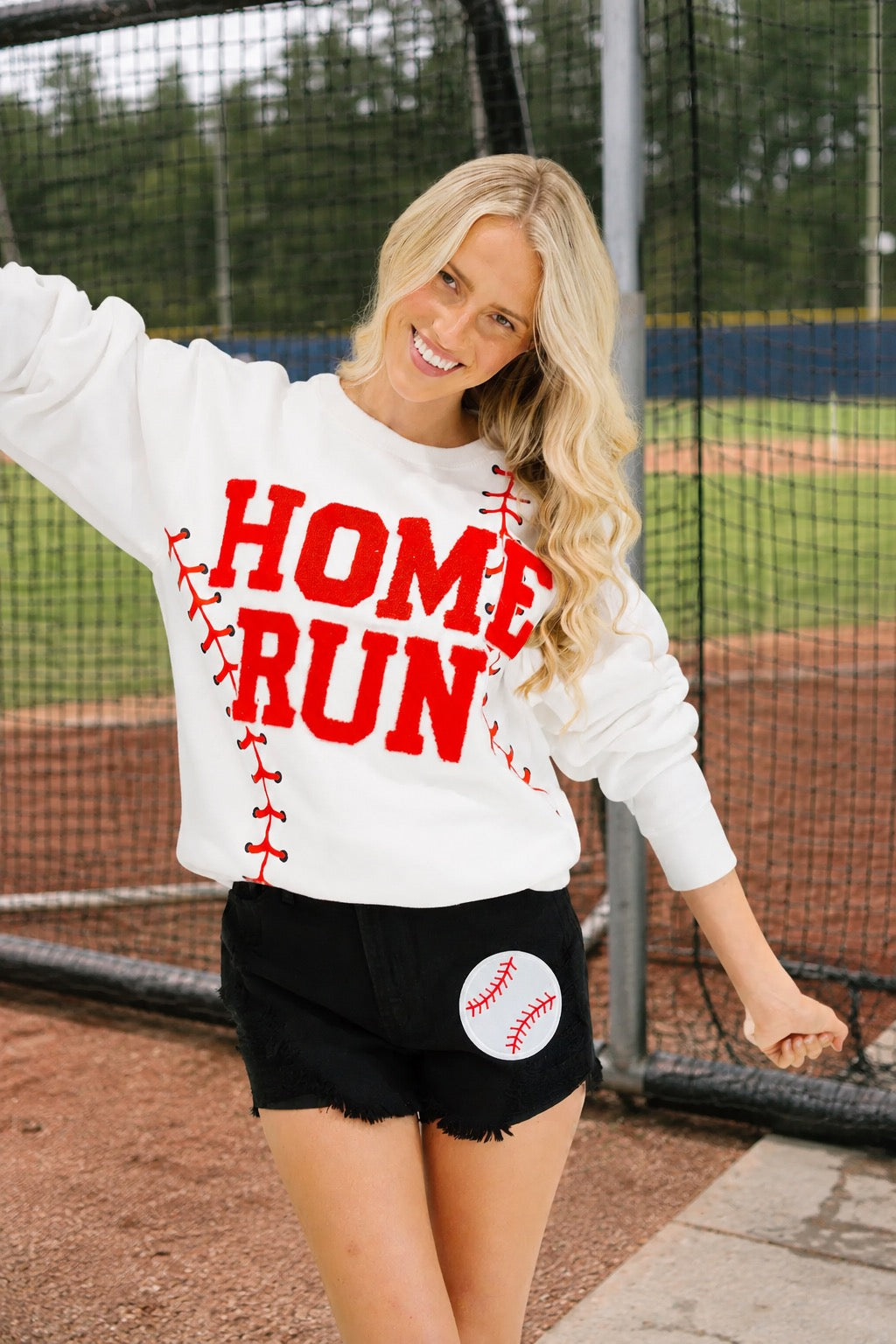 HOME RUN WHITE PULLOVER PULLOVER Judith March