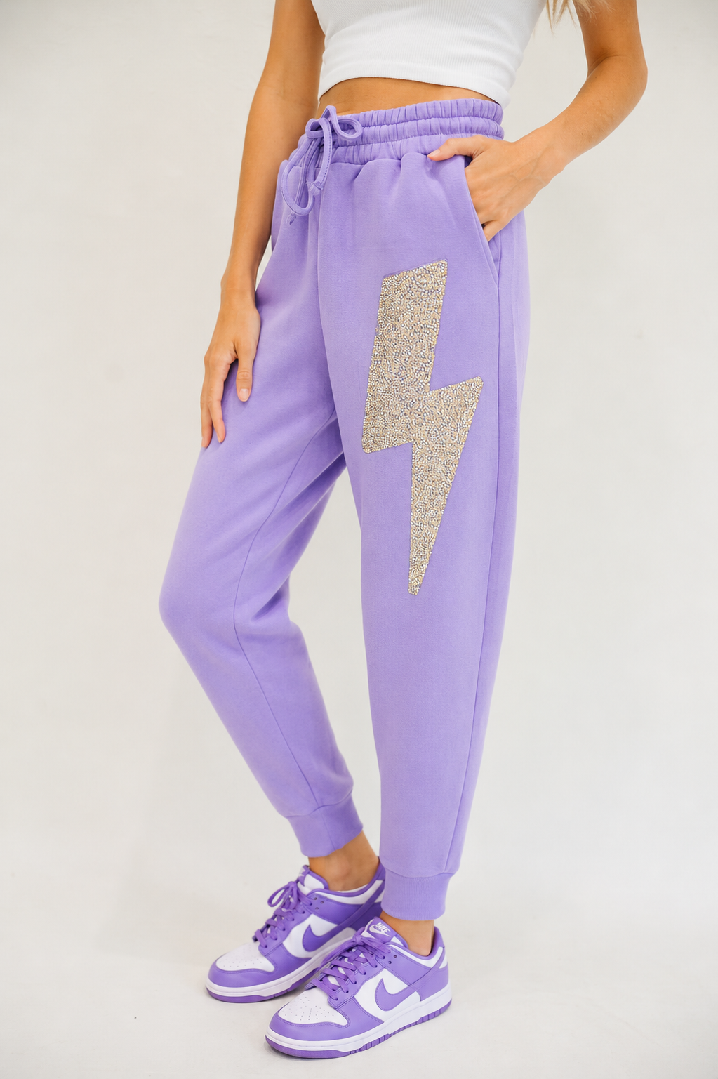 **LIGHTNING BOLT JOGGERS (MULTIPLE COLOR OPTIONS) joggers Judith March PURPLE SMALL