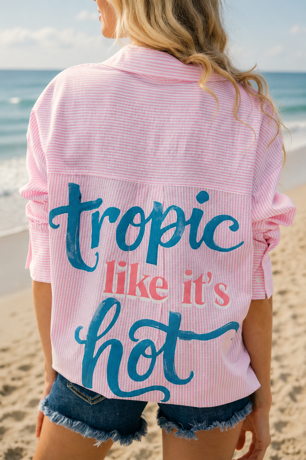 TROPIC LIKE IT'S HOT PINK BUTTON DOWN Button Down Judith March