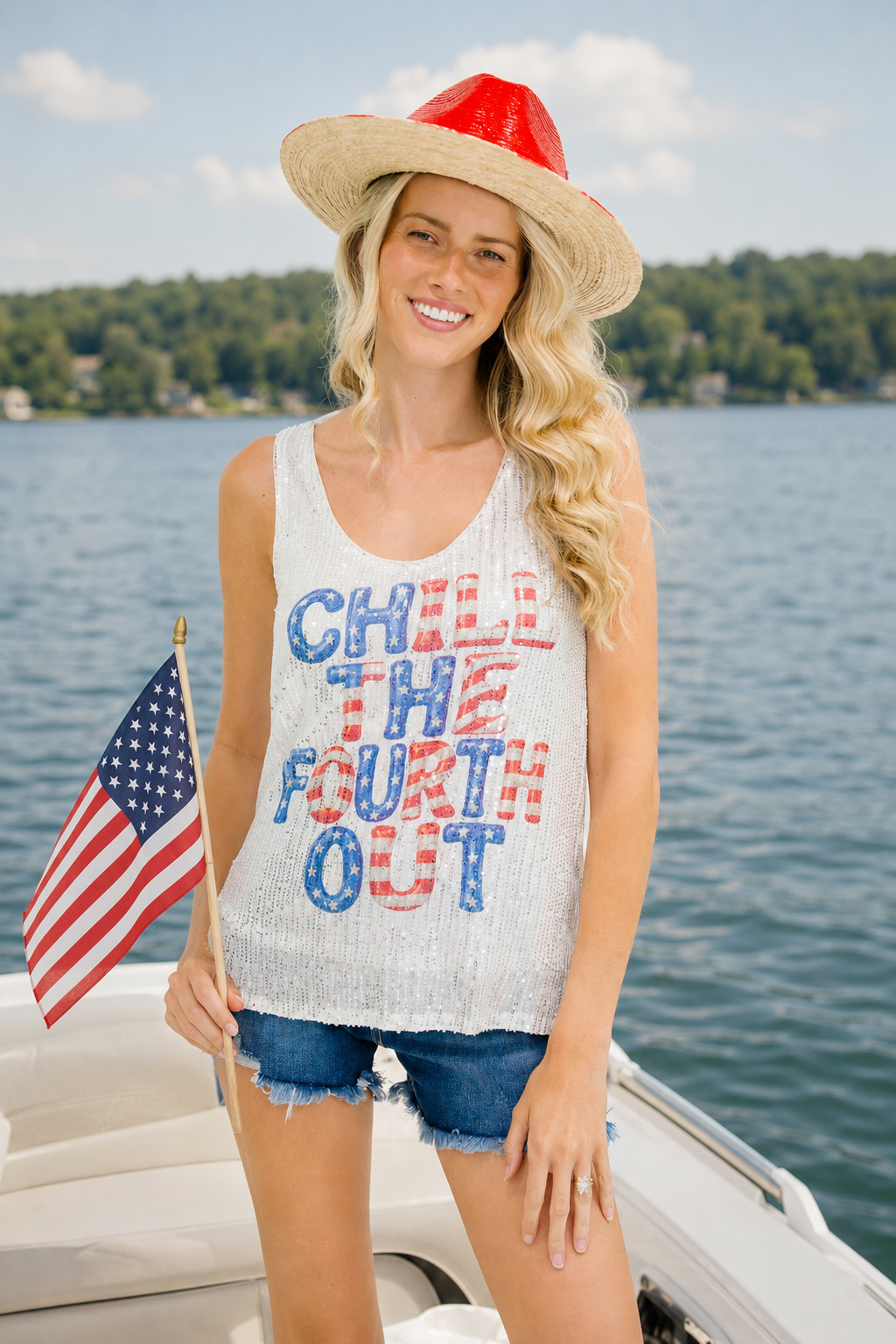 CHILL THE FOURTH OUT SILVER SEQUIN TANK TANK Judith March