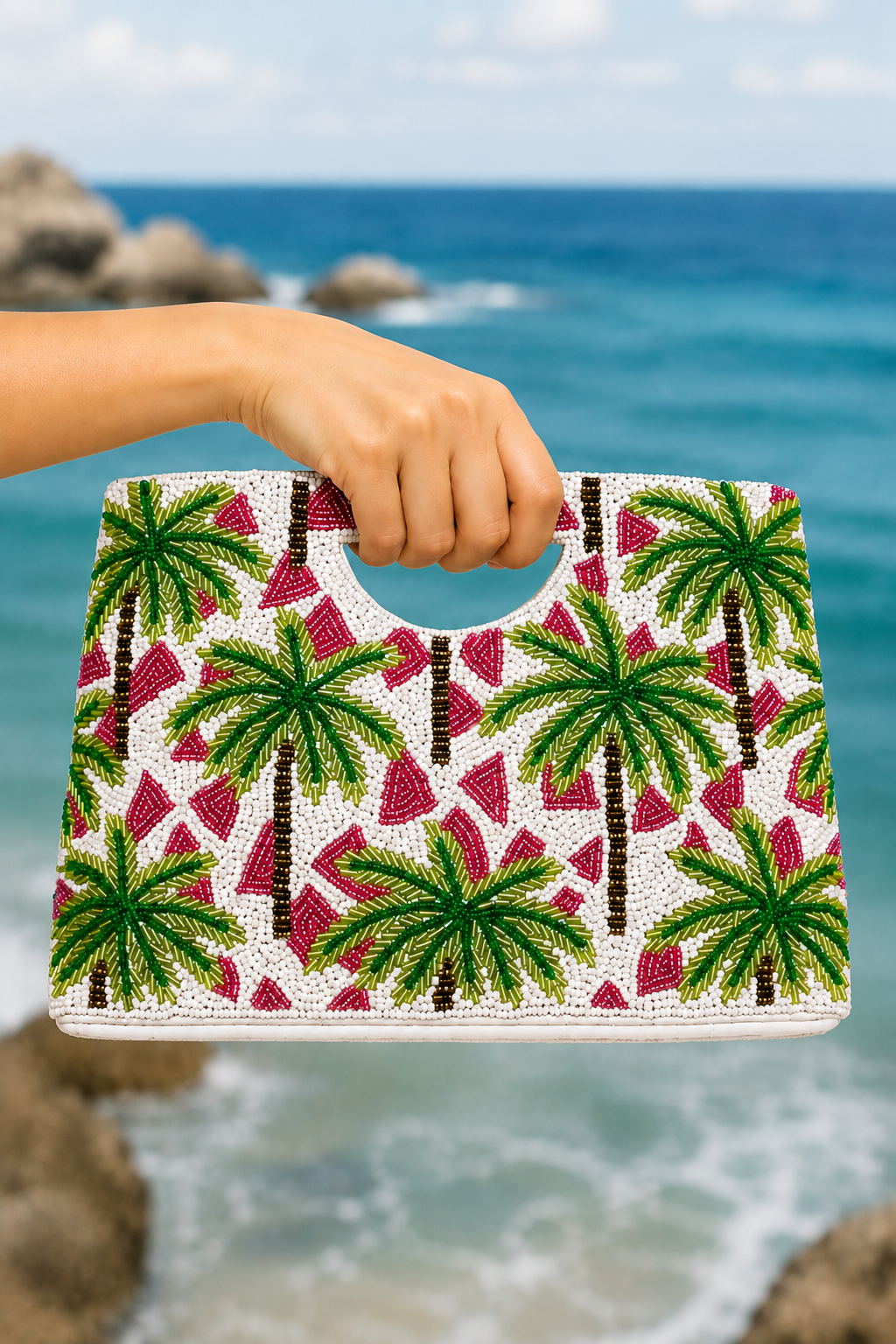 TROPICANA BEADED CLUTCH PURSE Judith March