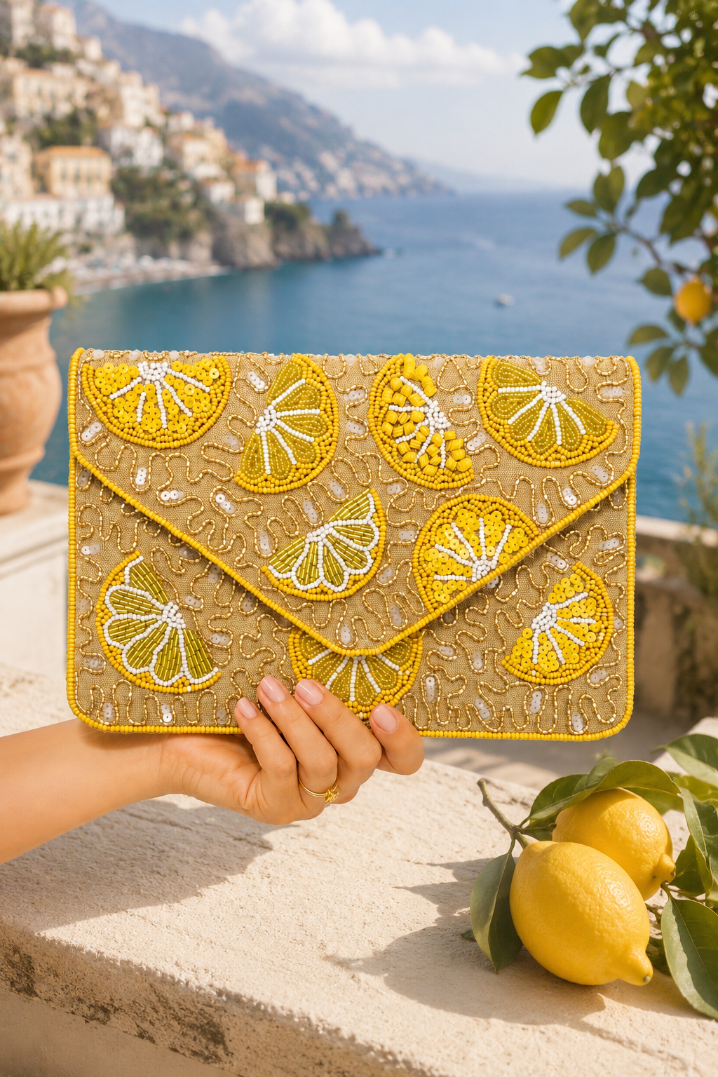 LIMONCELLO NIGHTS BEADED CLUTCH PURSE Judith March