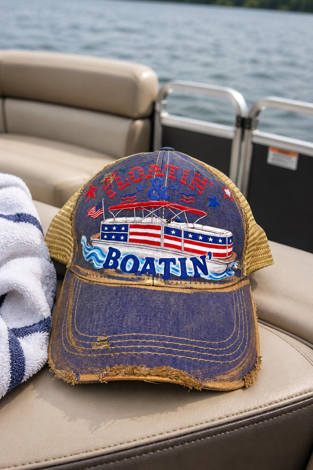 FLOATIN' & BOATIN' DENIM DISTRESSED HAT HAT Judith March