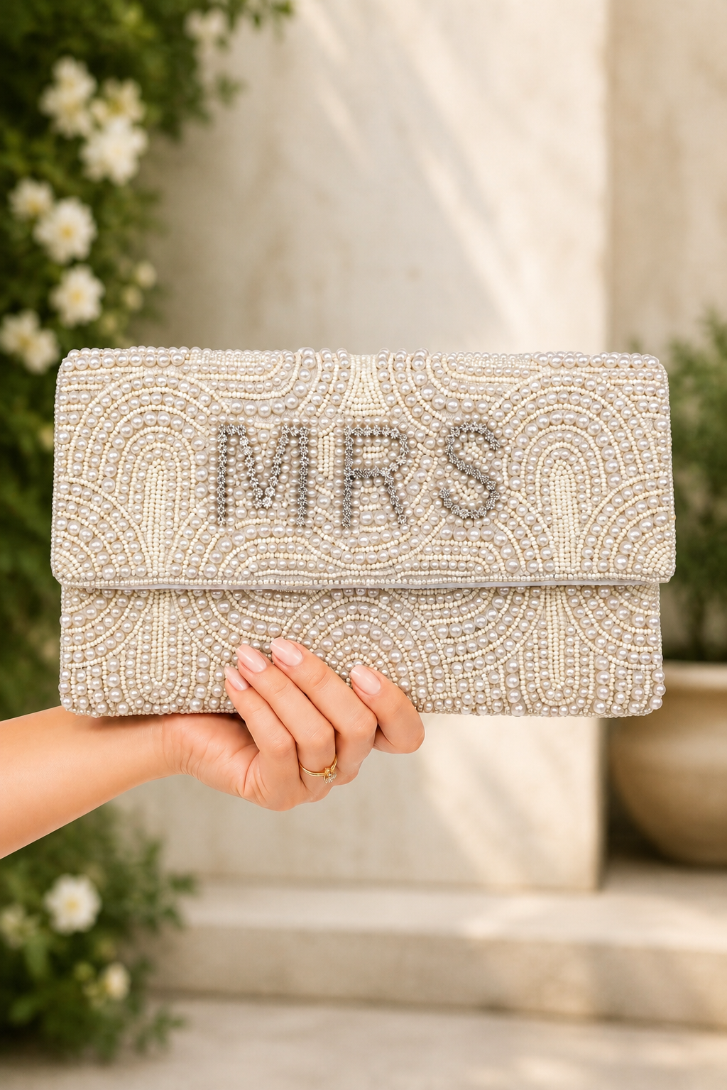 MRS PEARL BEADED CLUTCH PURSE Judith March