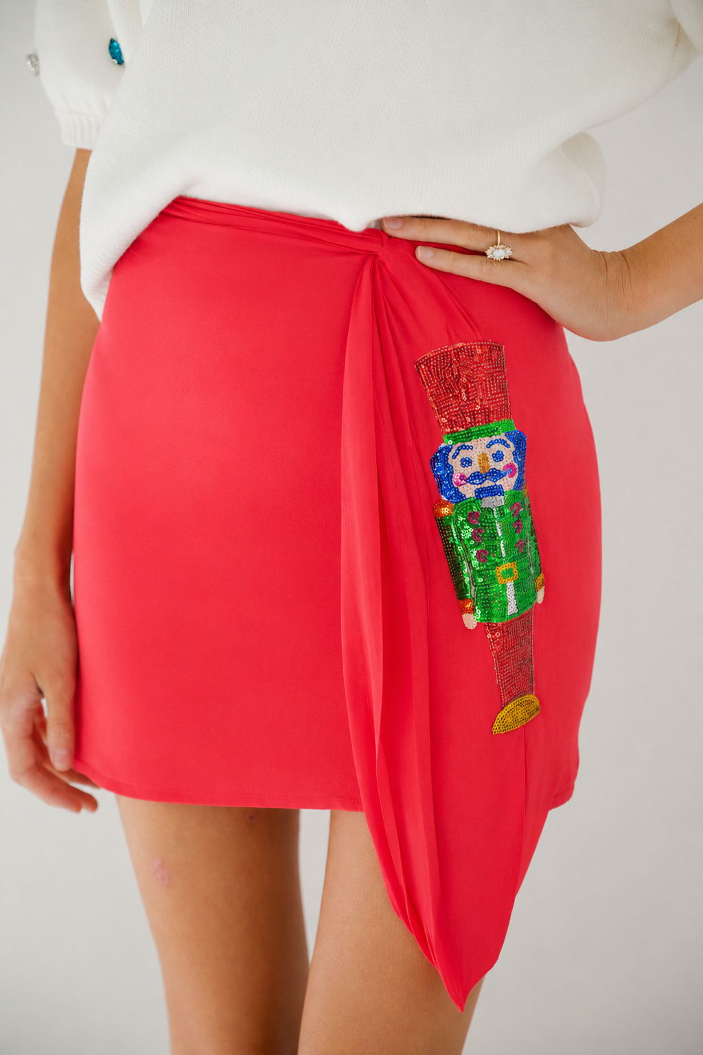 **NUTCRACKER PATCH RED SATIN SKIRT - MULTIPLE SIZES PULLOVER Judith March