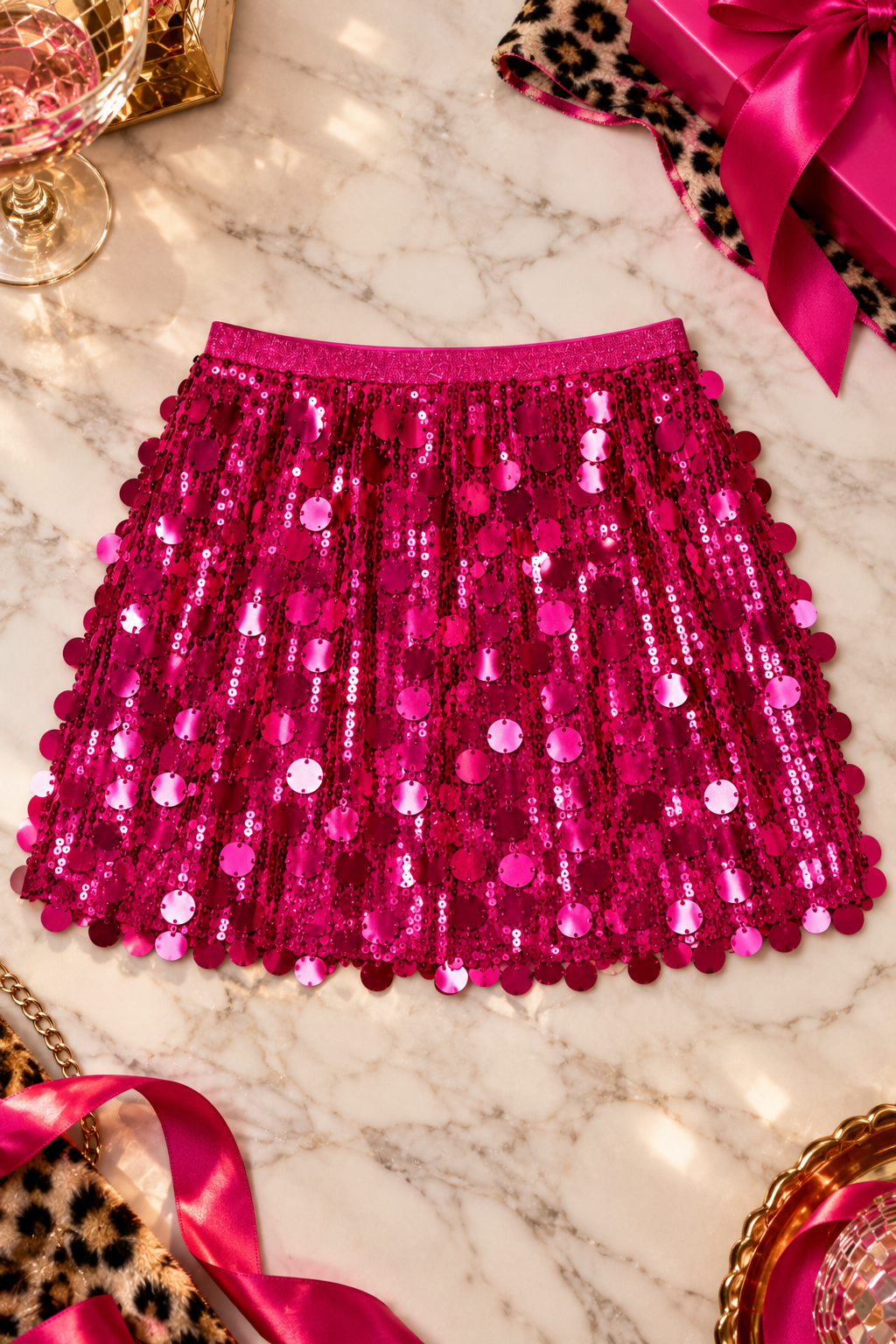 DISCO DARLING SEQUIN SKIRT SKIRT Judith March SMALL PINK
