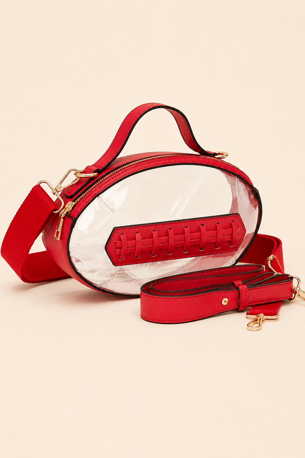 FOOTBALL CLEAR HANDBAGS PURSE Judith March RED