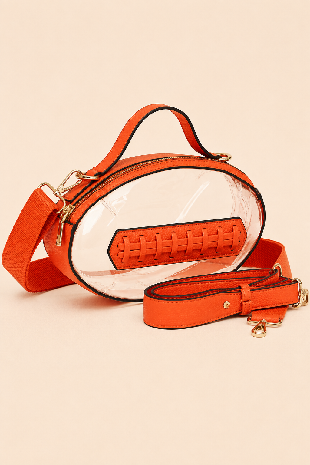 FOOTBALL CLEAR HANDBAGS PURSE Judith March ORANGE