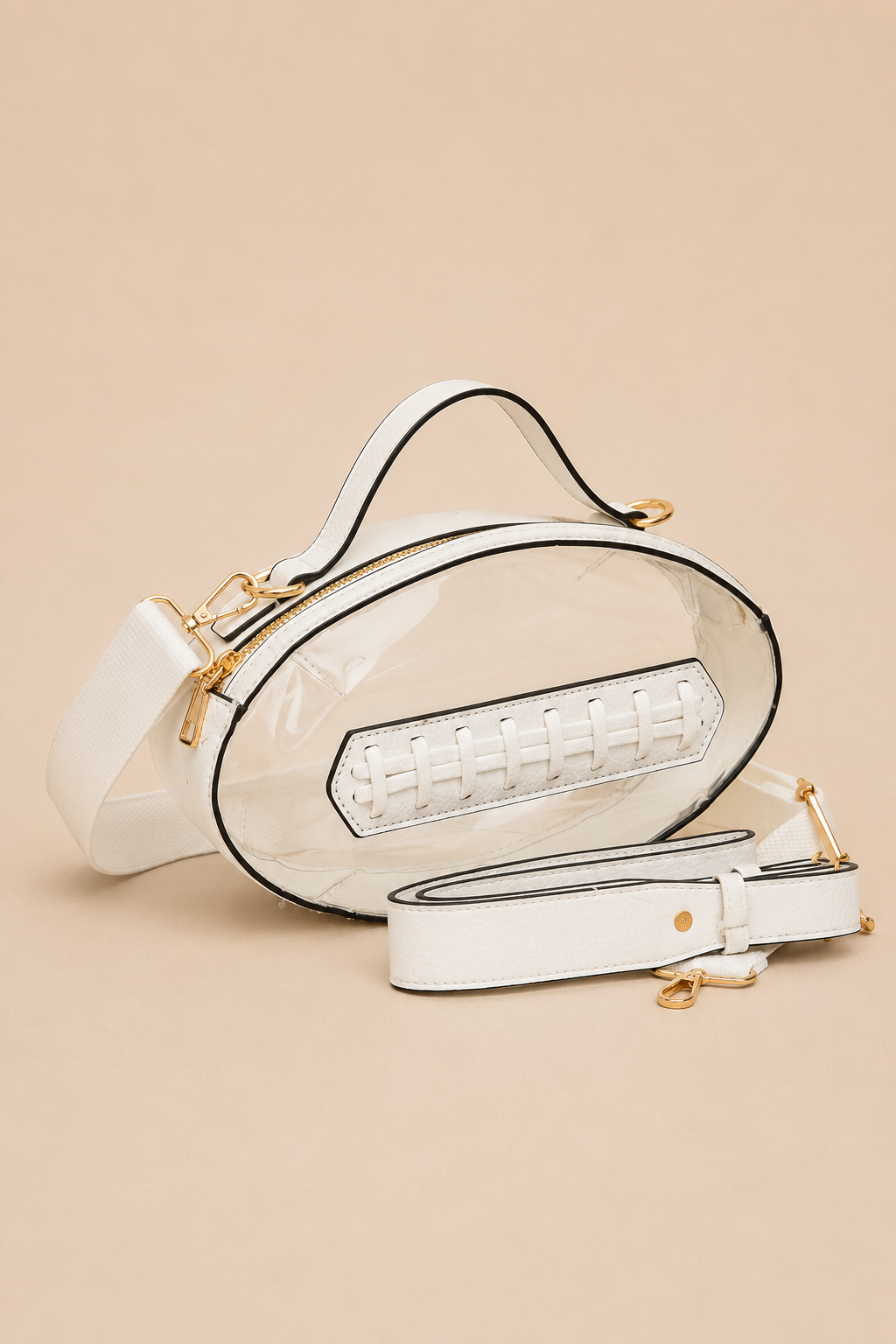 FOOTBALL CLEAR HANDBAGS PURSE Judith March WHITE