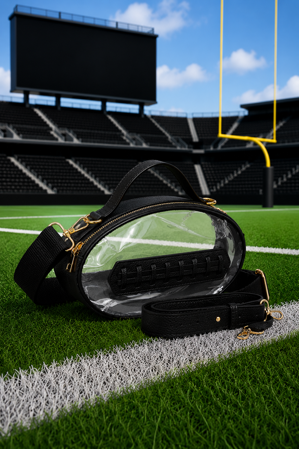 FOOTBALL CLEAR HANDBAGS PURSE Judith March BLACK