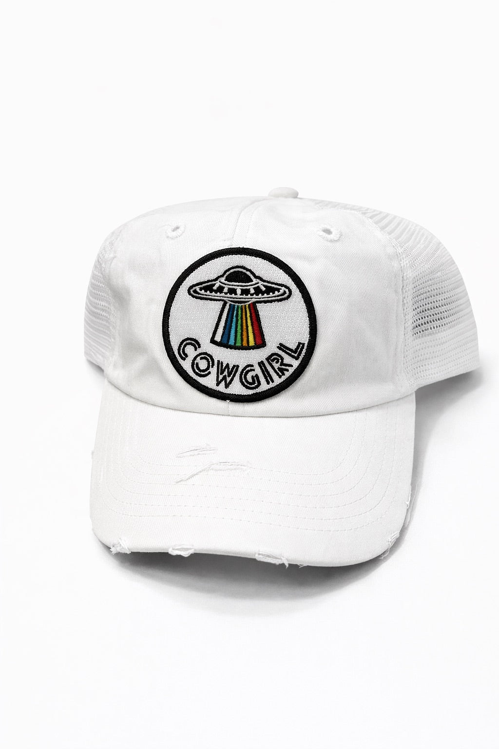 *SPACE COWGIRL WHITE DISTRESSED HAT HAT Judith March