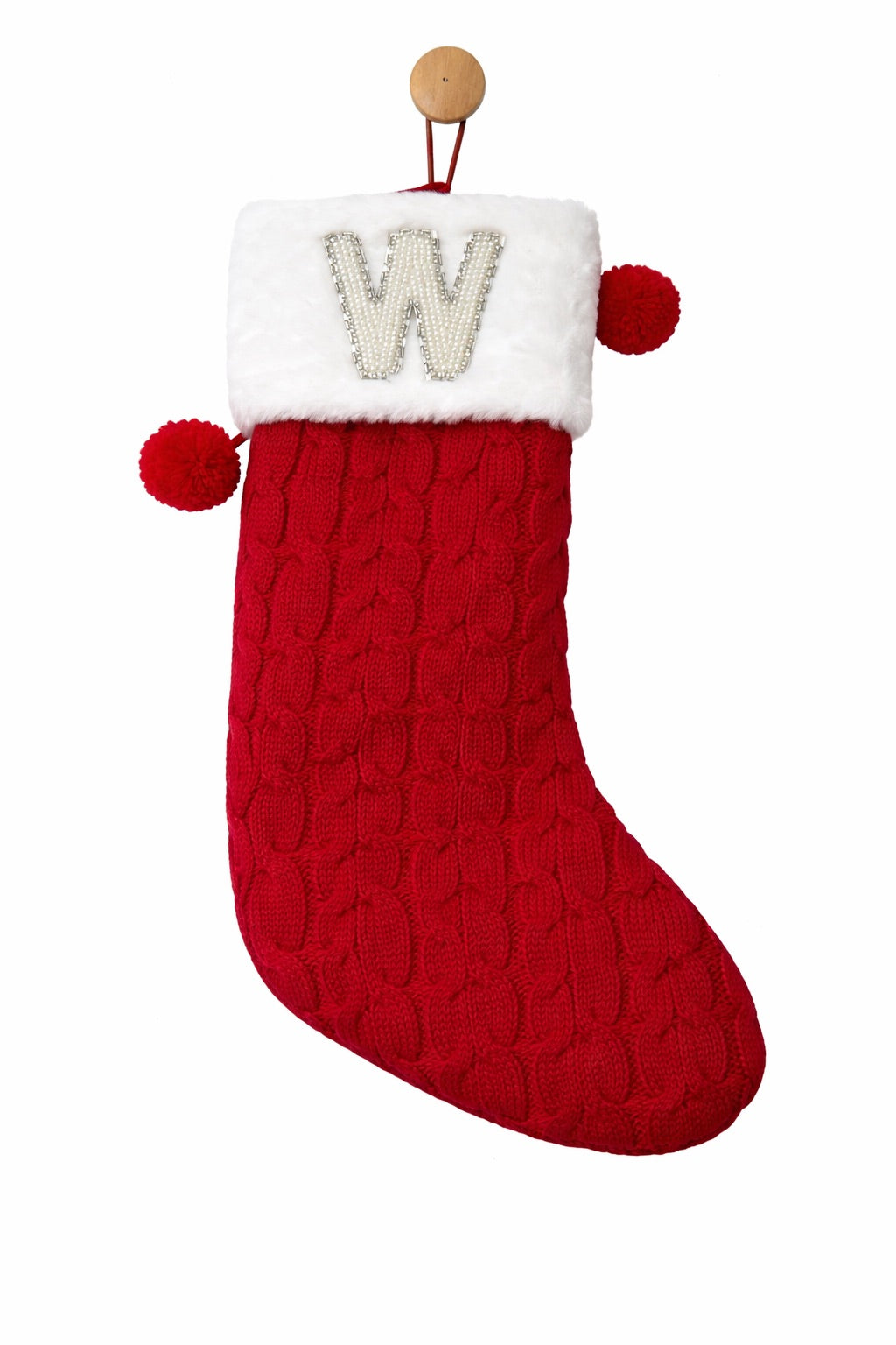 *BEADED "W" RED STOCKING HAT Judith March