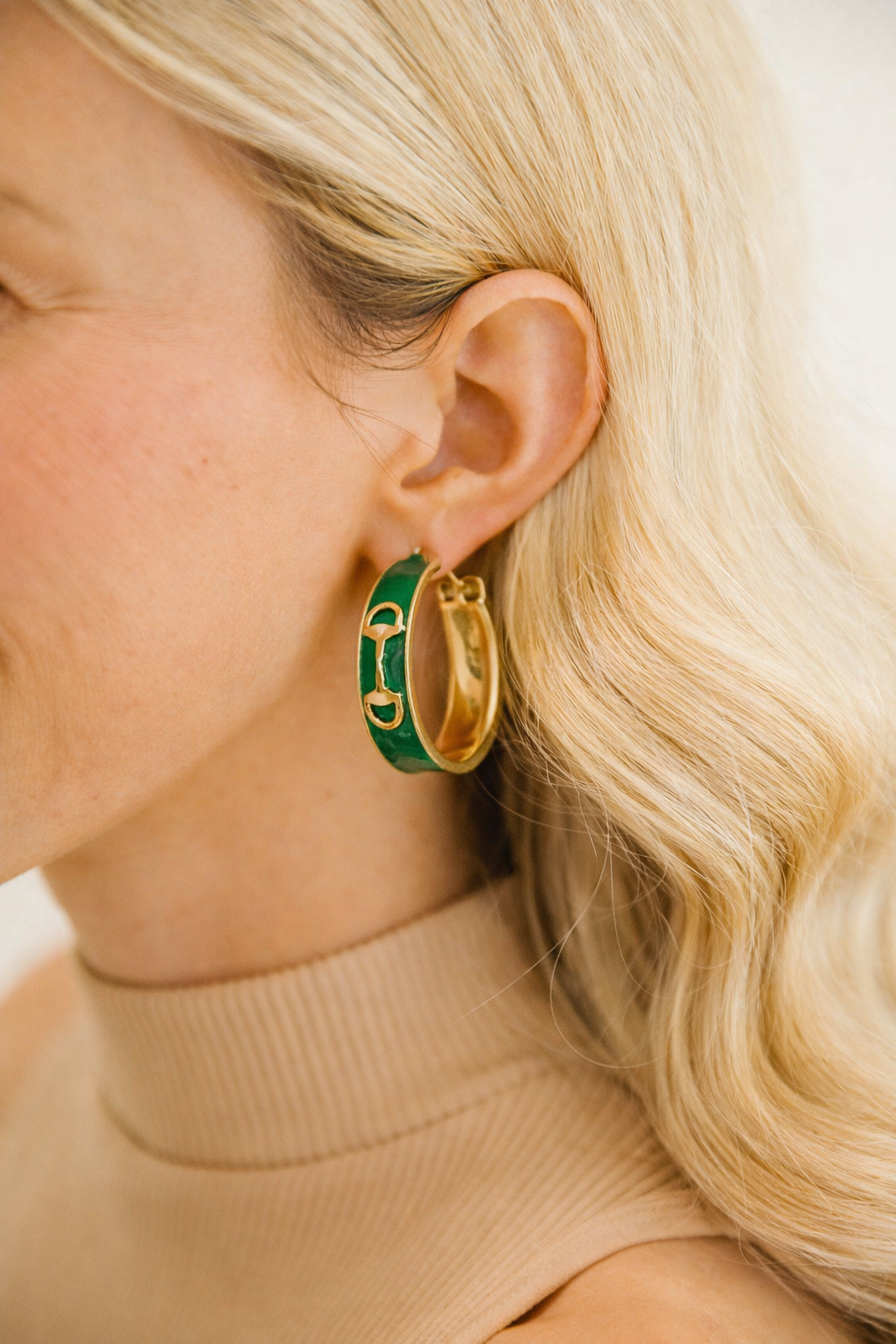 HORSE BIT GREEN HOOP EARRINGS earrings Judith March