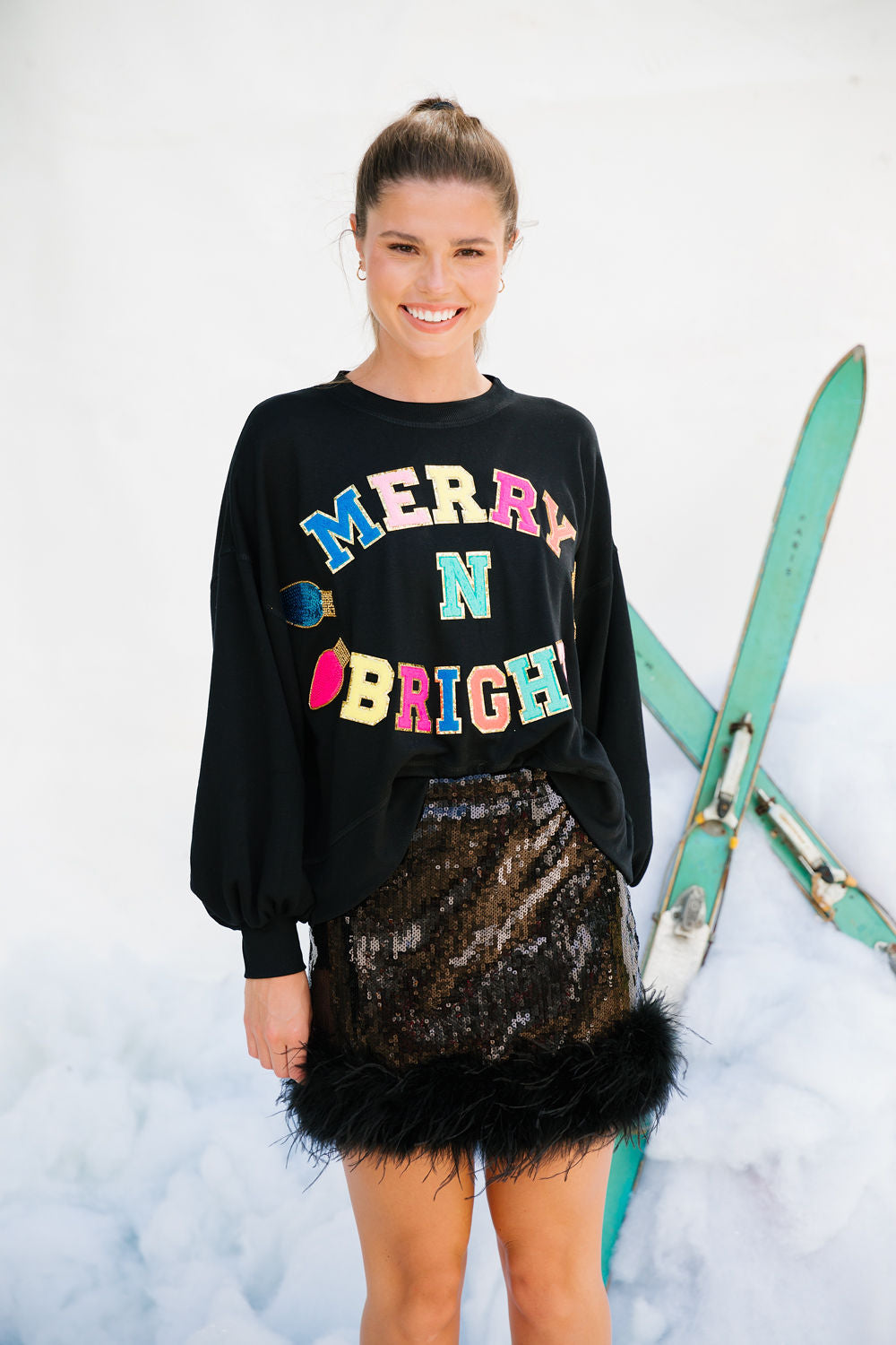 MERRY N BRIGHT BLACK PULLOVER PULLOVER Judith March