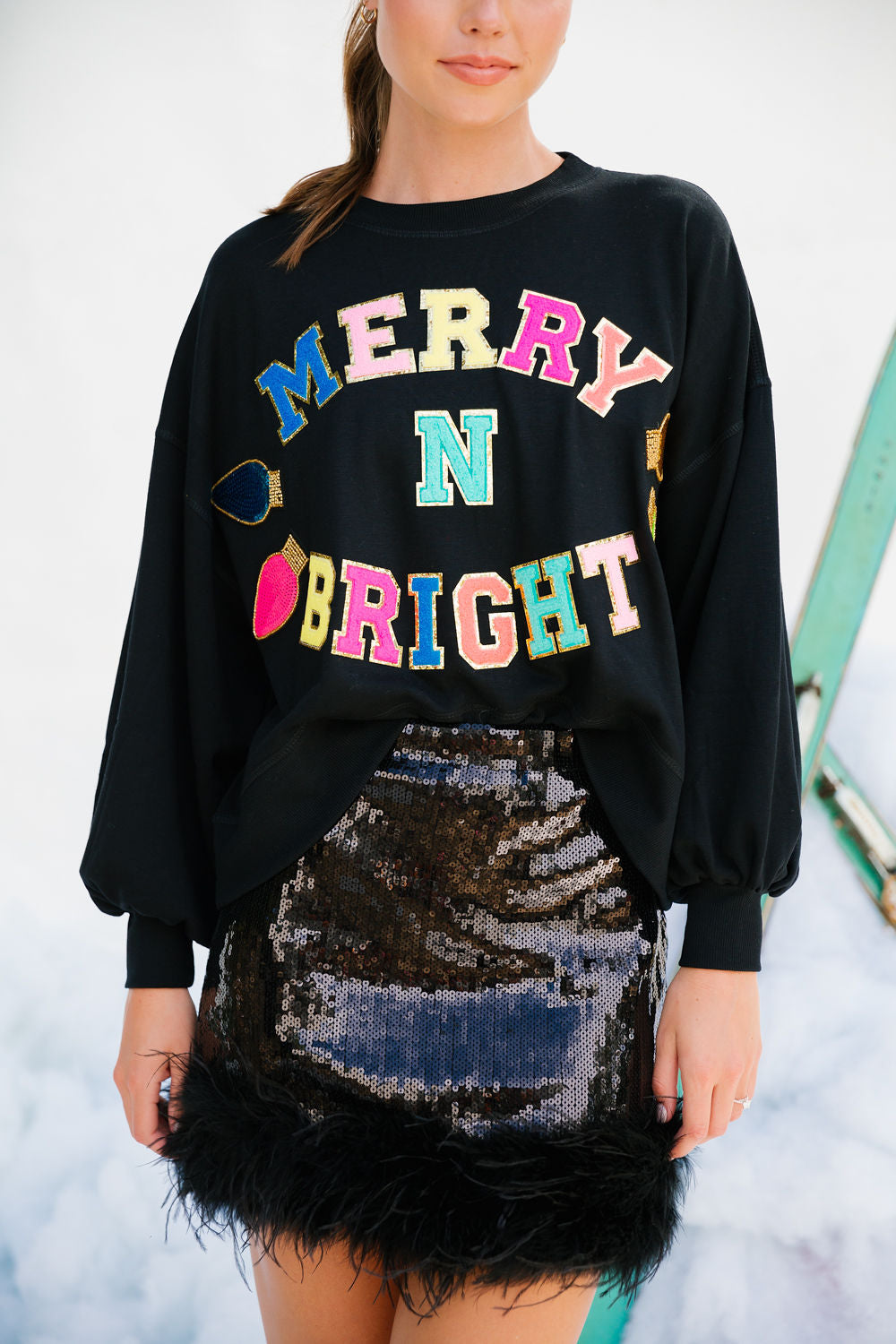 MERRY N BRIGHT BLACK PULLOVER PULLOVER Judith March