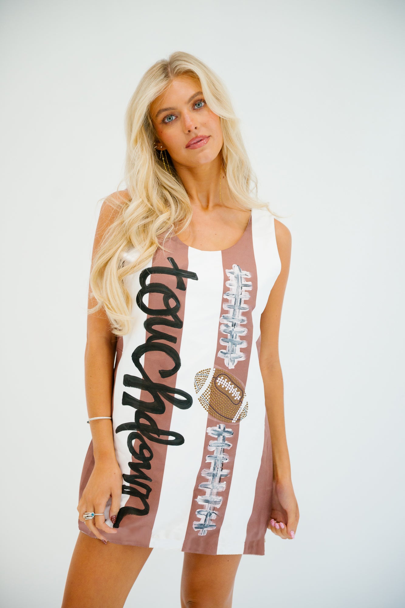 TOUCHDOWN MOCHA STRIPED DRESS DRESS Judith March